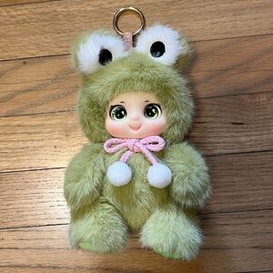 Green Fuzzy Frog Plush Pendant